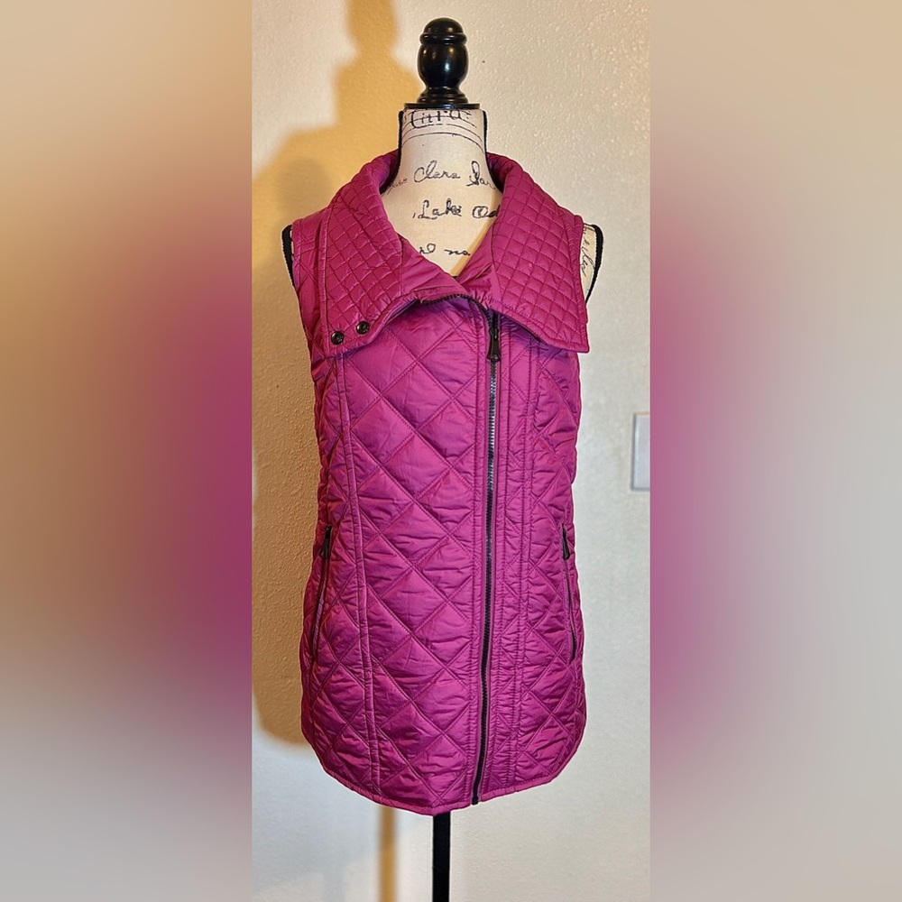 Marc New York Andrew Marc Fuchsia Pink Assymetrical Puffer Vest Medium